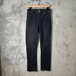 Paige Cindy High Rise Straight Leg Jeans Black Willow Size 27 Vintage Fade